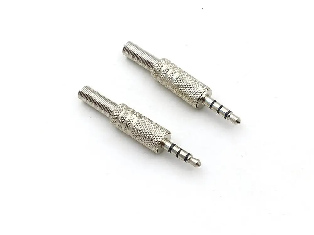 

50pcs Metal Stereo 4 Pole Male 3.5mm Jack Plug Audio connector headphone