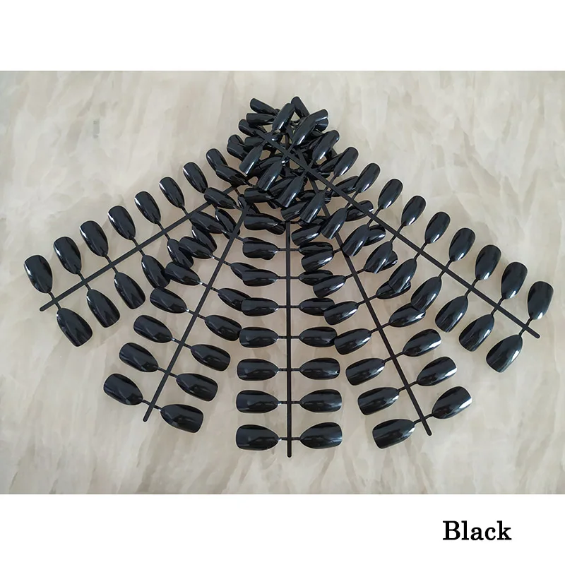 5 X Black Смешанные 18 цветов полное покрытие поддельные ногти короткие остроконечные накладные ногти шпильки миндалевидные ногти яркие цвета дизайн ногтей - Цвет: 5 X Black