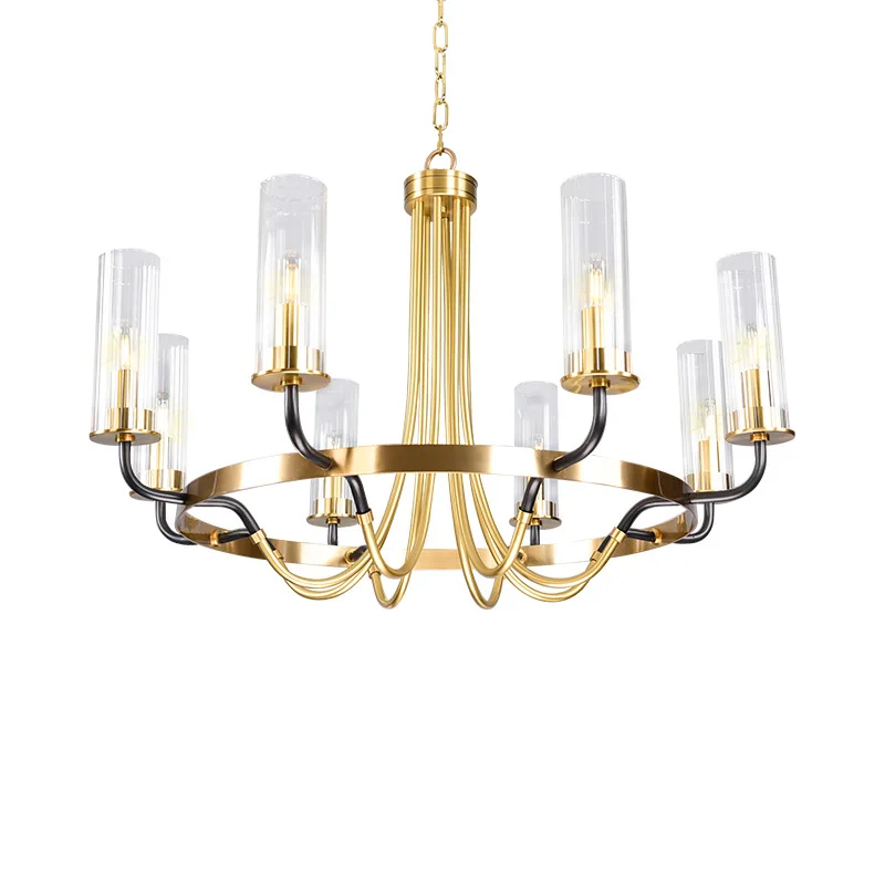 Постмодернизированная золотистая/черная светодиодная люстра скандинавский