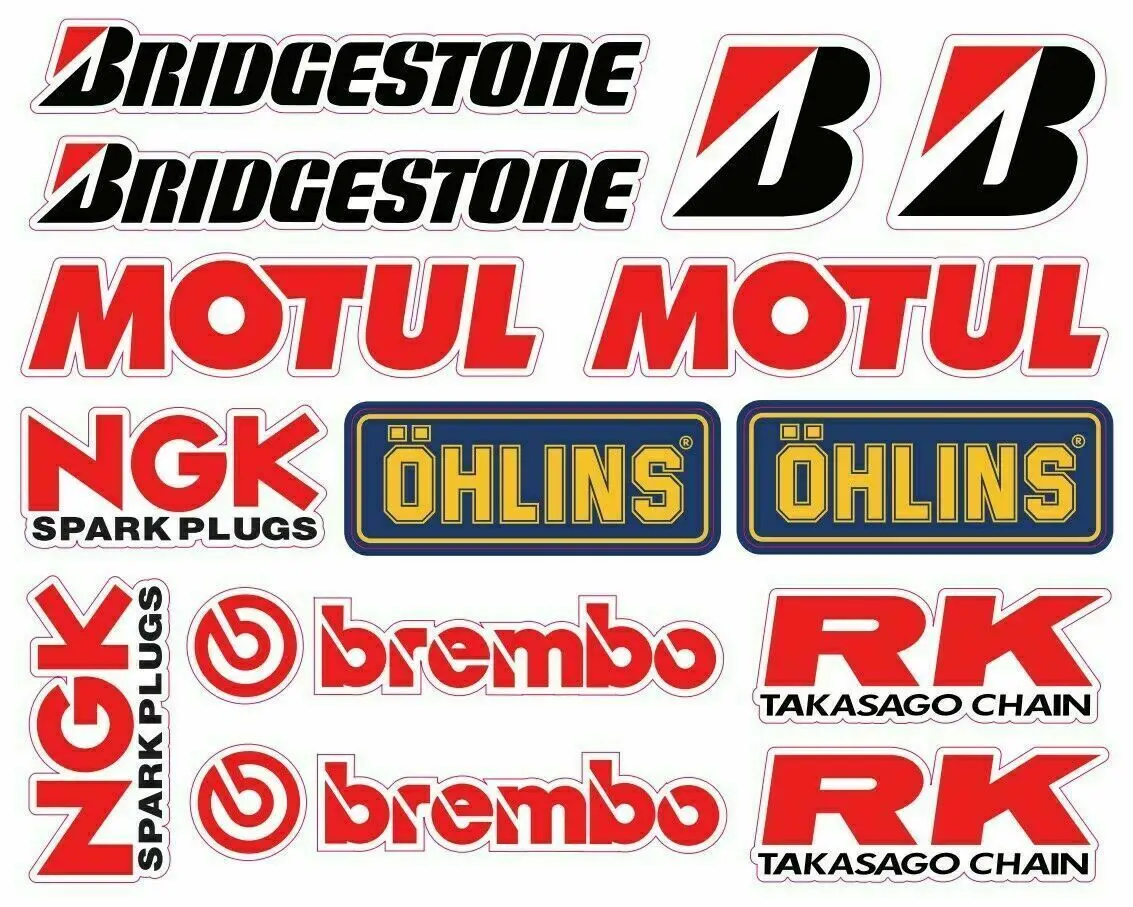 

Hot Adesivo Decalcomania Bridgestone Suzuki High Quality MOTUL Ohlins NGK RK Race Set 14 JDM A4 Q3 Auto Decoration