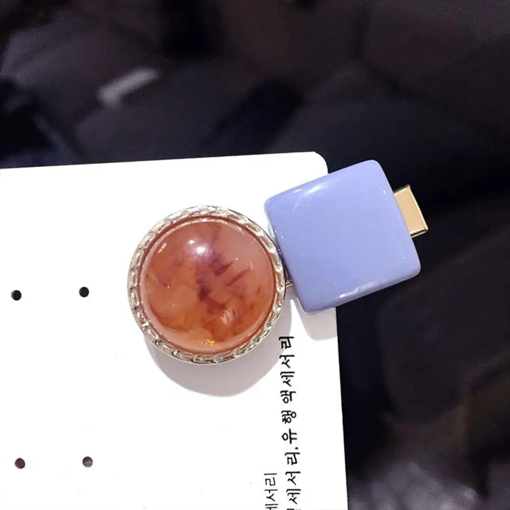 Brown Blue Square М мизм Ins модные заколки для волос для женщин девочек принцесса яркие квадратные круглые маленькие подарочные аксессуары для волос Головные уборы - Цвет: Brown Blue Square