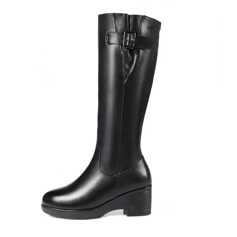 Fujin/теплые шерстяные женские зимние сапоги Теплая обувь на меху Плюшевые высокие