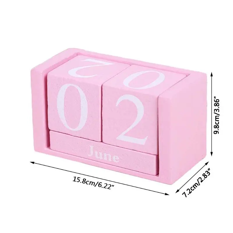 Large Vintage Wooden Perpetual Calendar Eternal Block Month Date Display Desk Accessory Photography Props Home Office Decoration |
