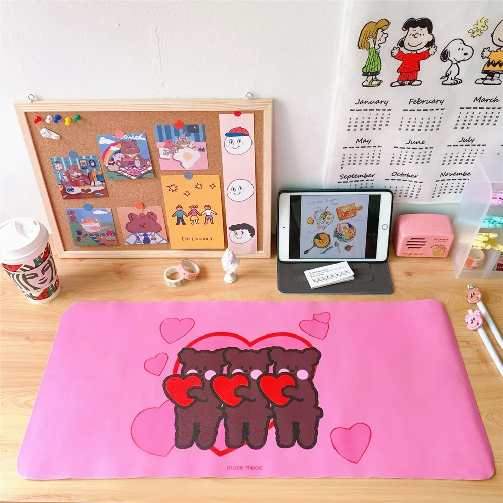 

Yisuremia 60 x 30CM Kawaii Puppy Desk Mat Mouse Pad Computer Accessories Cartoon PU Smile Desktop Mat School Office Stationery