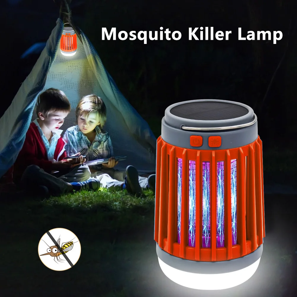 

Solar Powered Anti Insect Catcher Outdoor USB Rechargeable Trapping Lamp Light Fly Trap Electric LED Insect Killer Lamp