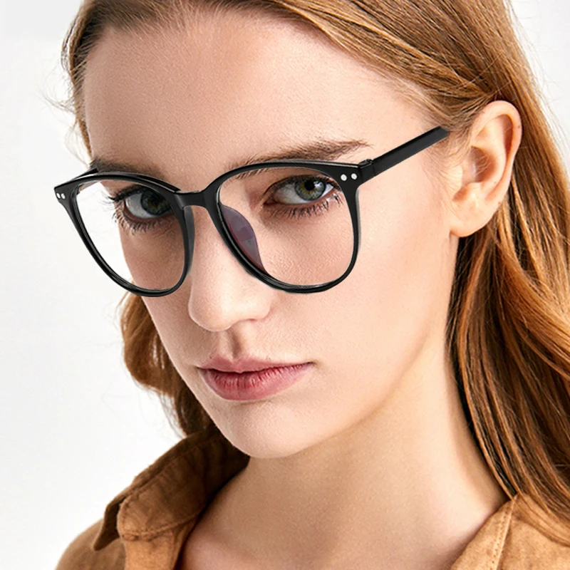 

Myopia Glasses 100-600 Degree Women Anti Blue Light Glasses Round Oversized Student Girl Computer Reading Glasses Tv Glasses