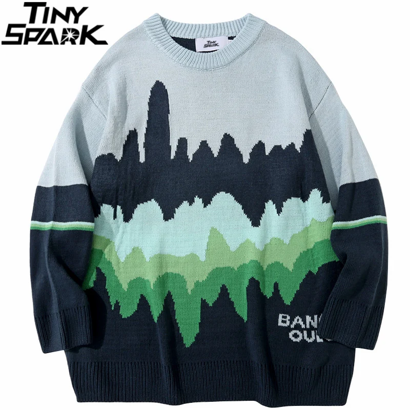 

Вязаный свитер в стиле хип-хоп, уличная одежда Harajuku, полосатый пуловер в стиле пэчворк с буквенным принтом, 2021 Мужской Хлопковый Повседневны...