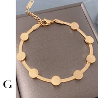 ghidbk round disc titanium steel snake chain bracelets for women creative pave range modern trendy bracelet statement jewelry