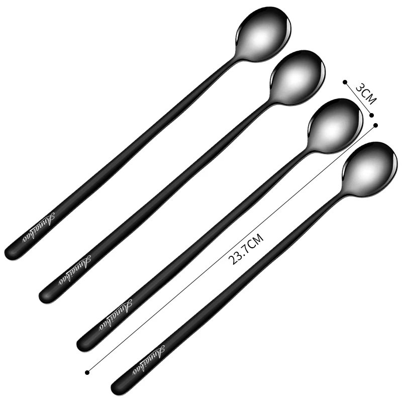 4PCs L Творческий 4 шт. 304 Нержавеющая сталь Кофе ложка приправа мороженое Десерт Чай Мёд капучино желе помешивая Совок посуда - Цвет: 4PCs L
