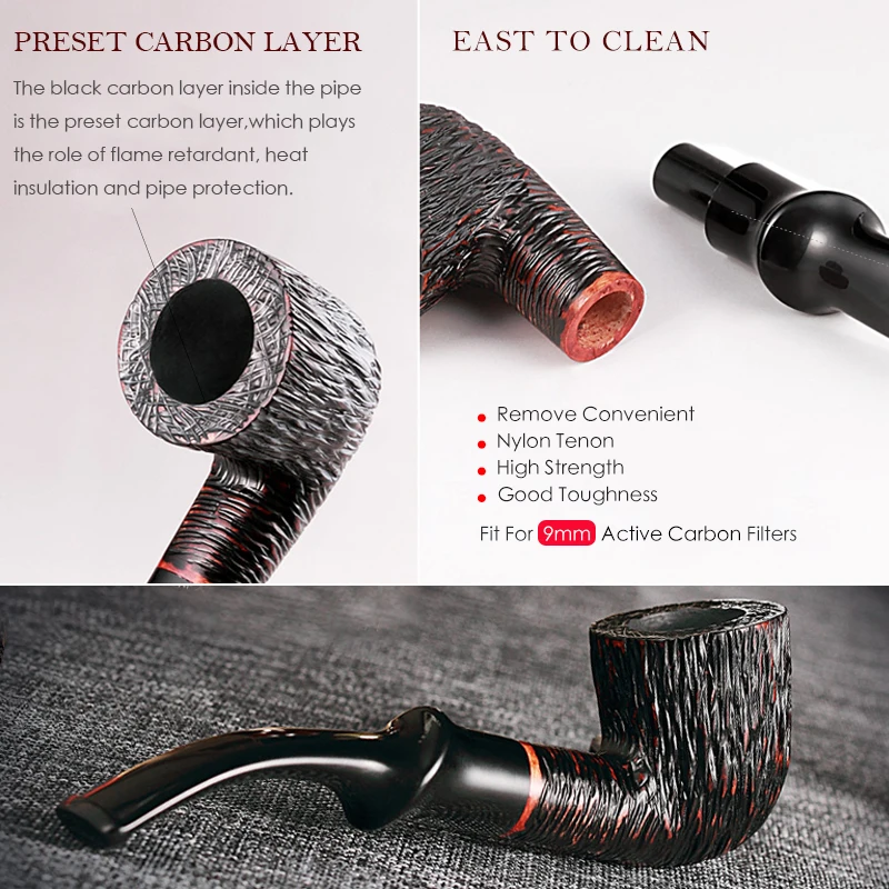 Классические трубки для курения из бриара с бесплатным набором для курения, подходят для активных угольных фильтров 9 мм. Бесплатная доставка.