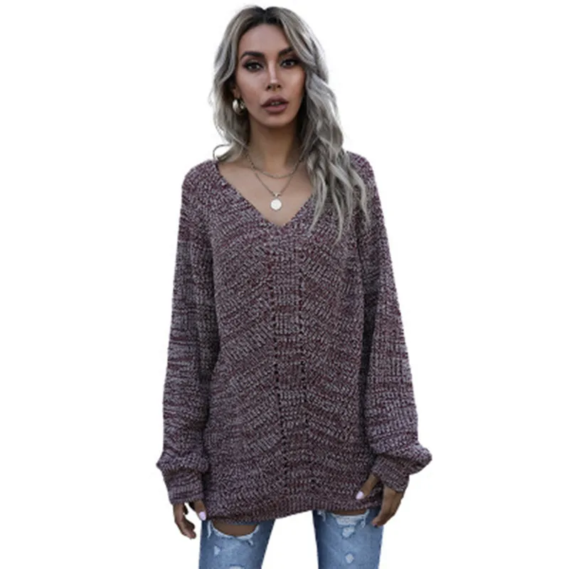 

Autumn and winter sweater ladies pullover V-neck long-sleeved mid-length black luxury women's pull snake Harajuku sweater spring