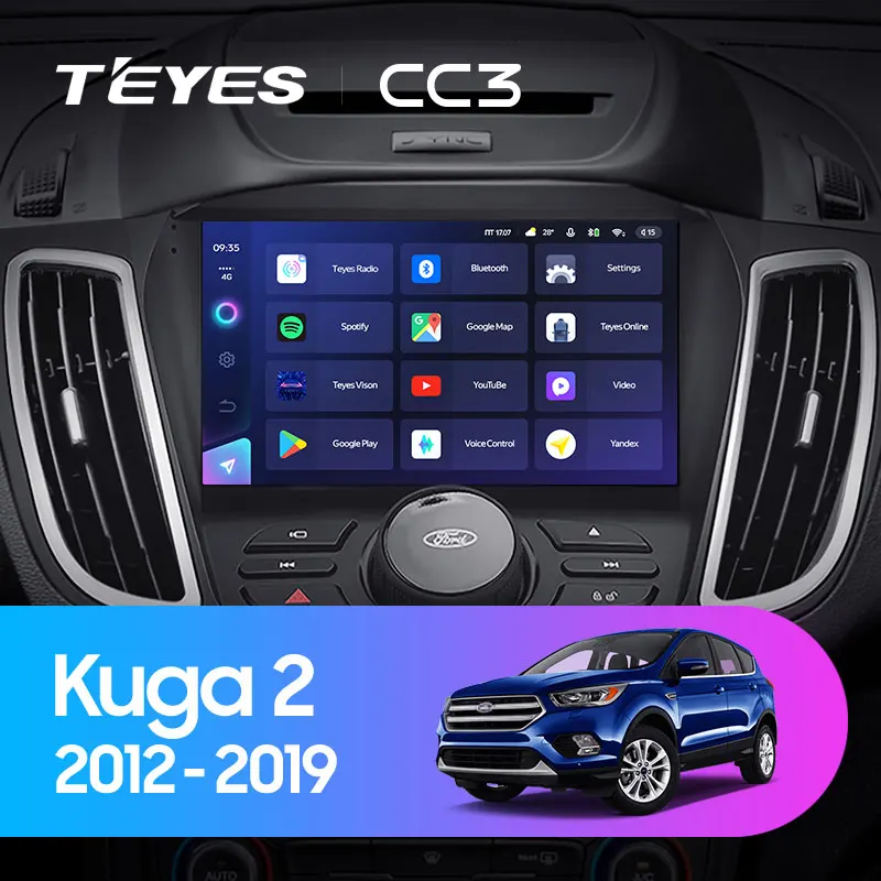 TEYES CC3 Штатная магнитола For Форд Куга Эскейп Ford Kuga 2 Escape 3 2012 - 2019 до 8-ЯДЕР 6 + 128ГБ 27EQ DSP