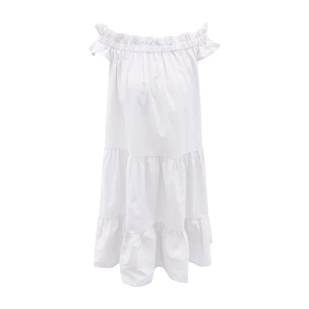 

Gentillove Summer Sexy Slash Neck Off Shoulder Backless Loose Dress Elegant Ruffles Mini Sundress Casual Beach Party Dress