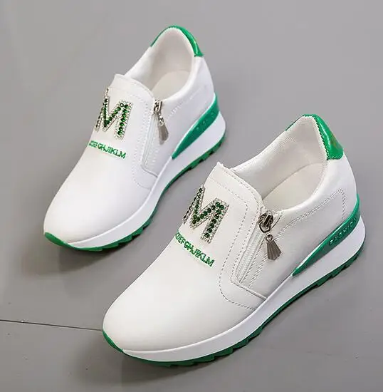 

2020 New lazy shoes a pedal casual shoes white platform shoes women Sneakers Rhinestone Breathable Height Increasing Shoes