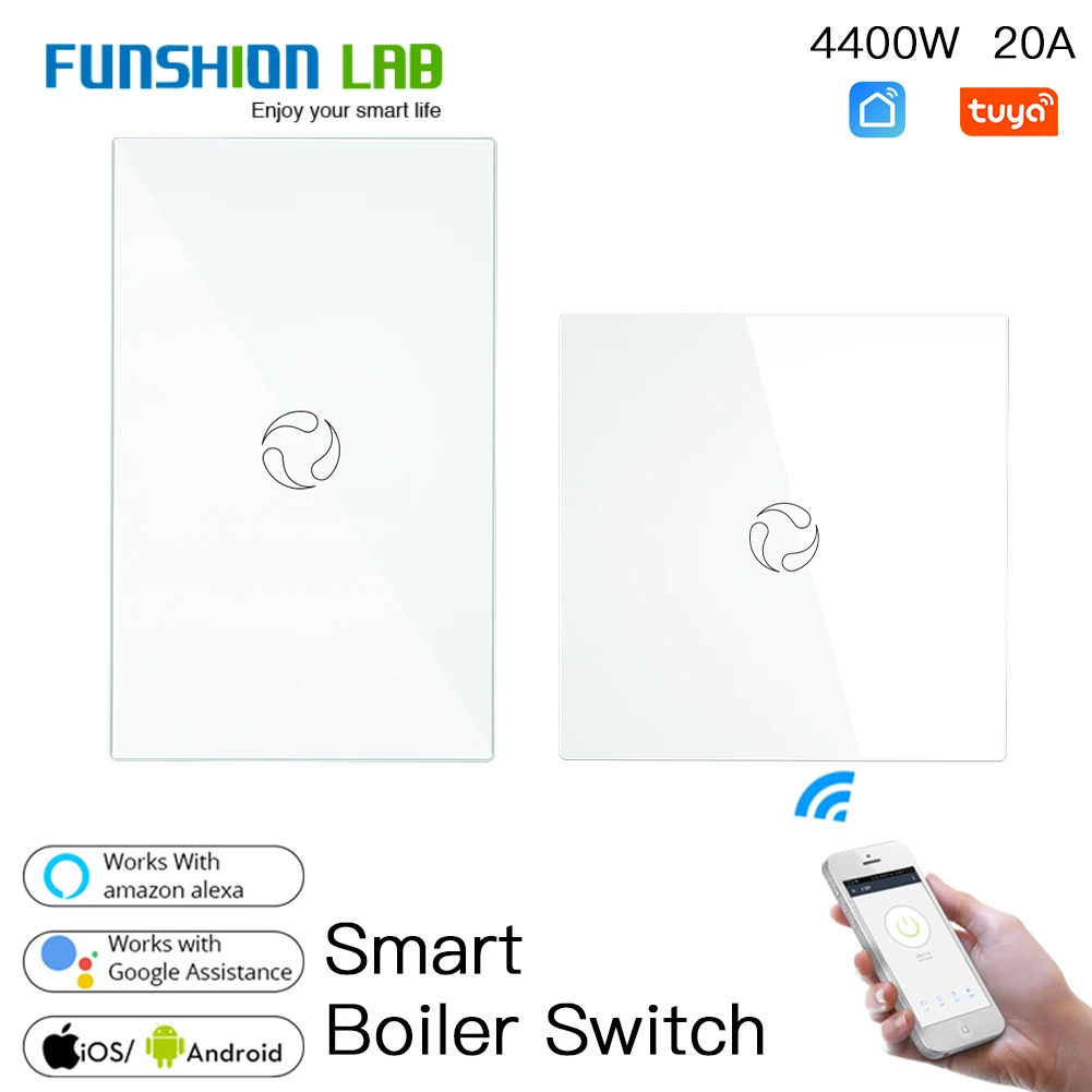 

WiFi Smart Boiler Switch Water Heater Smart Life Tuya APP Remote Control Amazon Alexa Echo Google Home Voice Control Glass Panel