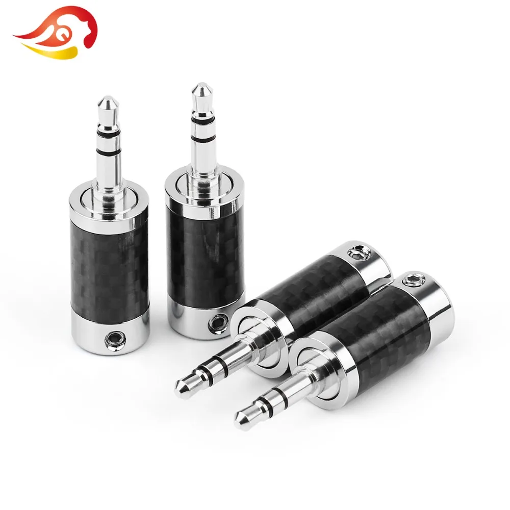 Qyfang 3,5 мм 3 полюс стерео углеродного волокна штекера наушников HiFi наушники золото/родием аудиоразъем 6,0 мм отверстие провода соединительная линия