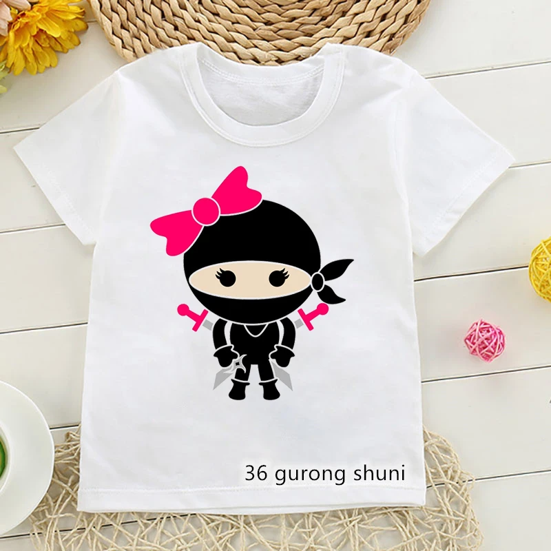 

Ninja Girl Cartoon Print T-Shirt Japenese Anime Tshirt Girls/Boys Kawaii Kids Clothes Funny T Shirt Children'S Clothing Tops