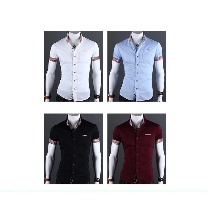 2020 брендовая дизайнерская Повседневная рубашка для мужчин с коротким рукавом Slim