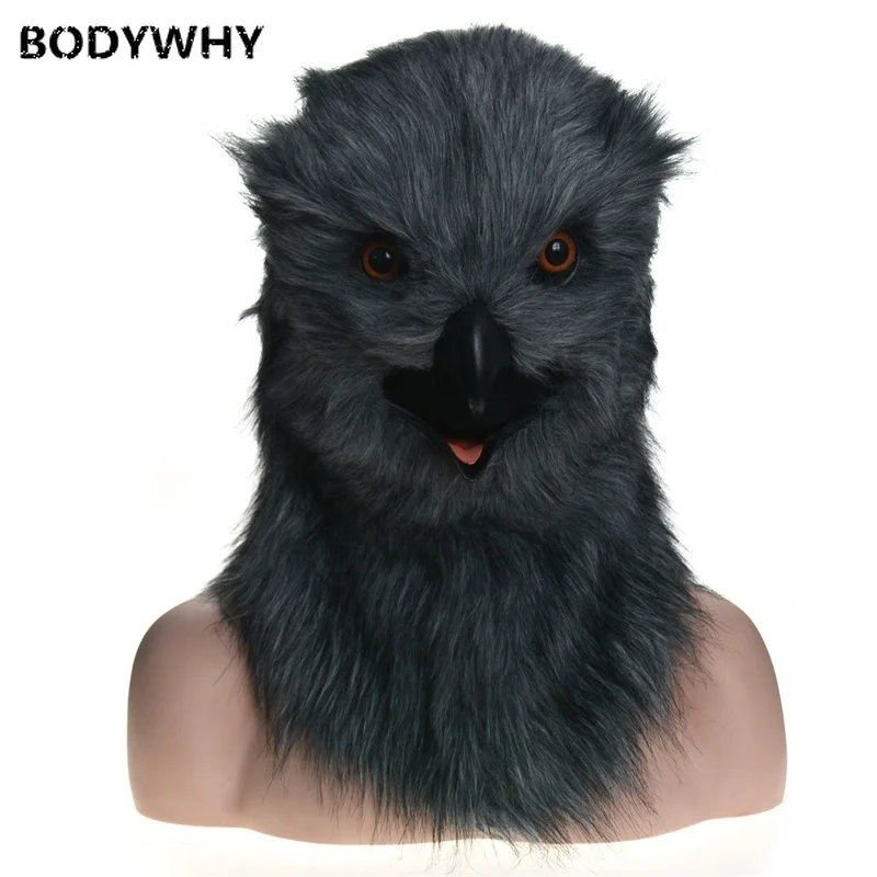 

2020 Dark gray owl Mascot Costume Can Move Mouth Head Suit Halloween Outfit Cosplay Promotion Carnival Halloween