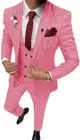 Розовый Повседневное Для мужчин костюм Slim Fit Тип комплект из 3 предметов двубортный из дышащего материала защитный чехол для мобильного телефона, в клетку, тонкое платье для выпускного вечера куртка вечерние дорожная сумка