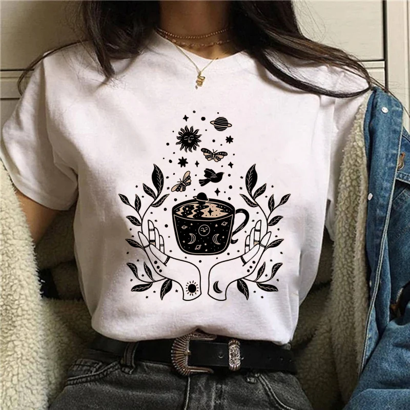 

Women Clothes Sun Moon Magic Trend Lovely Clothing Fashion Short Sleeve Print Tshirt Female Top Graphic Tee T-shirt