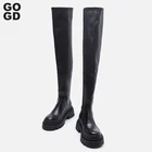 Женские удобные сапоги до колена GOGD, в британском стиле, с круглым носком, из искусственной кожи, до колена, высокое качество, Заводская распродажа, праздничные туфли для девочек, 2021
