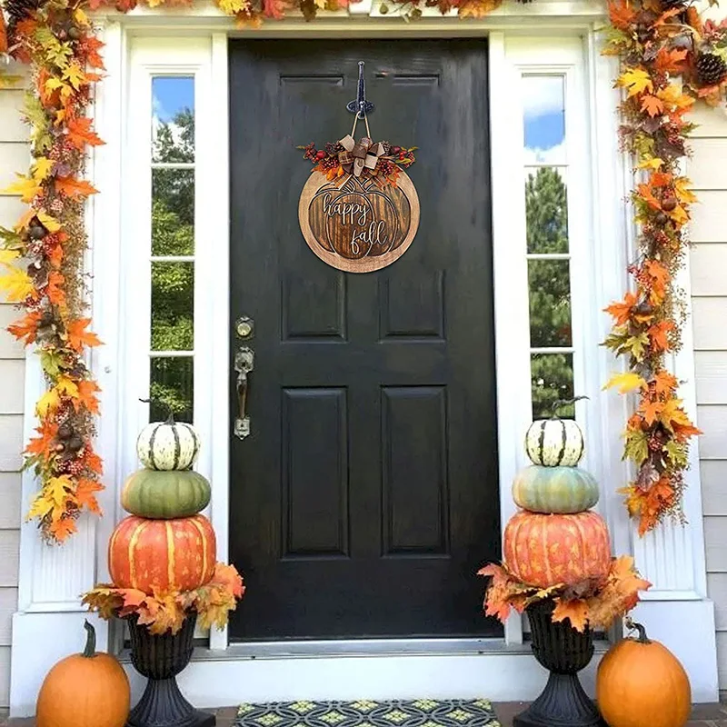 

Wooden Happy Fall Maple Berries Welcome Door Sign Halloween decoration Autumn Hanging Fall Door Decor Handmade Home decor