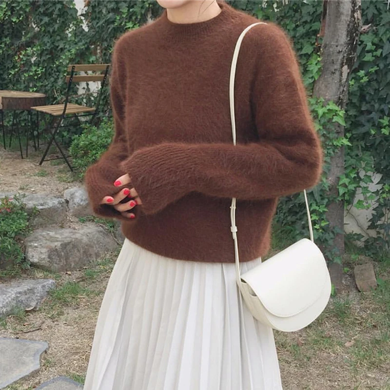 BGTEEVER 2021 Повседневный теплый зимний женский свитер с круглым вырезом и длинными