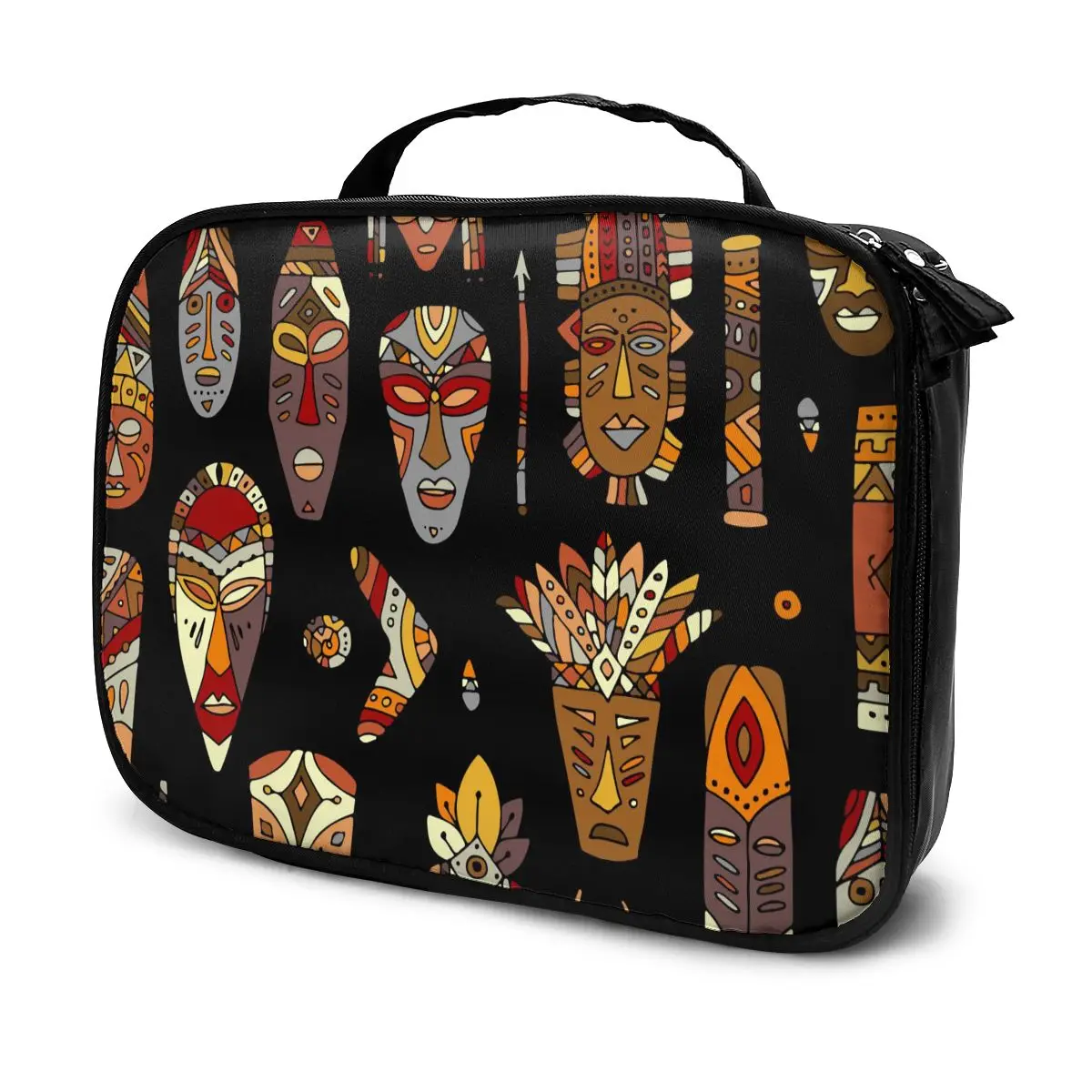 

Multifunction Cosmetic Bag Tribal Mask Ethnic Women Makeup Bag Toiletries Grooming Kit Travel Insert Organizer Case Handbag