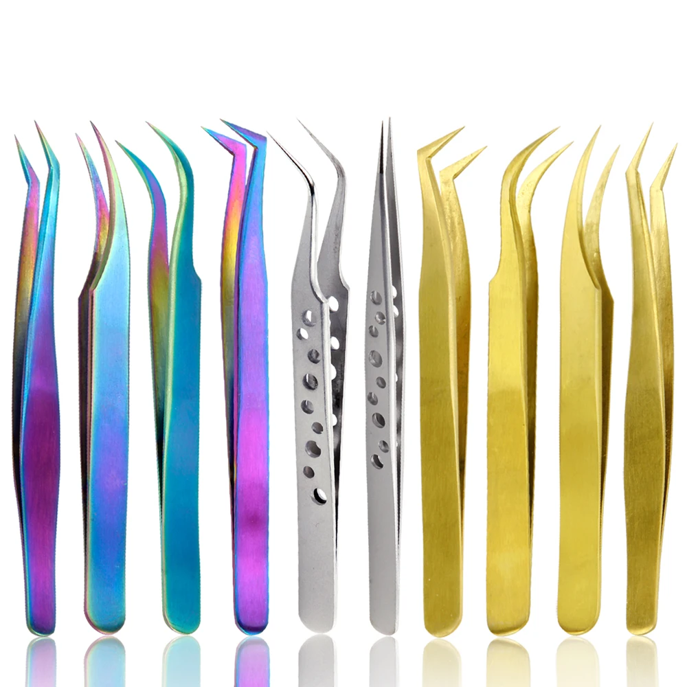 

Профессиональный пинцет для ресниц индивидуальное наращивание ресниц кусачки из нержавеющей стали набор высокоточных антистатических ин...