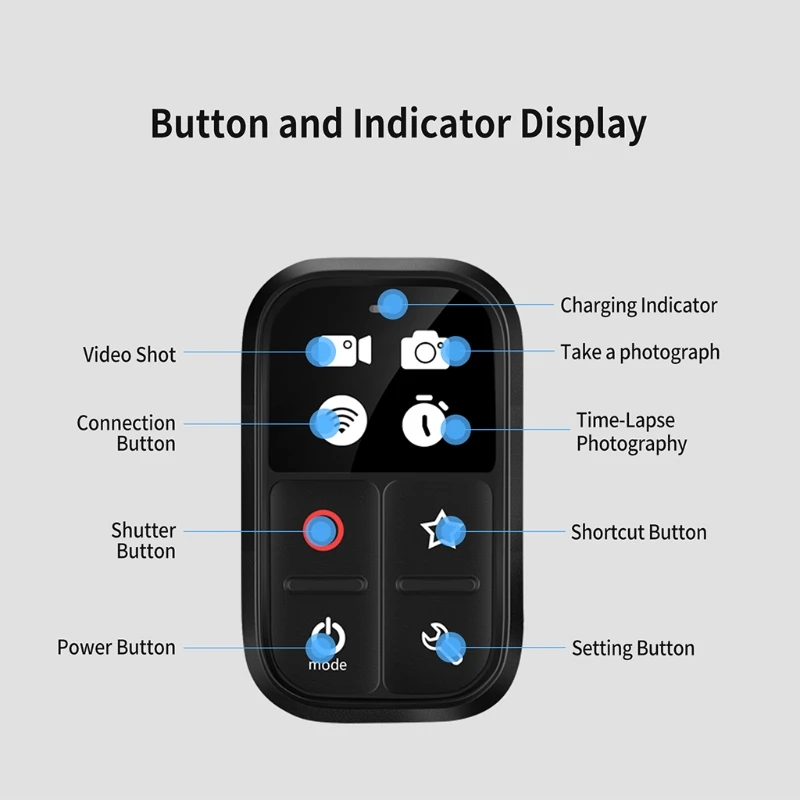

Smart Wireless Remote Control Compatible with Hero 9 8 Max Action Camera Wifi Vedio Photo Multifunctional Remote Control