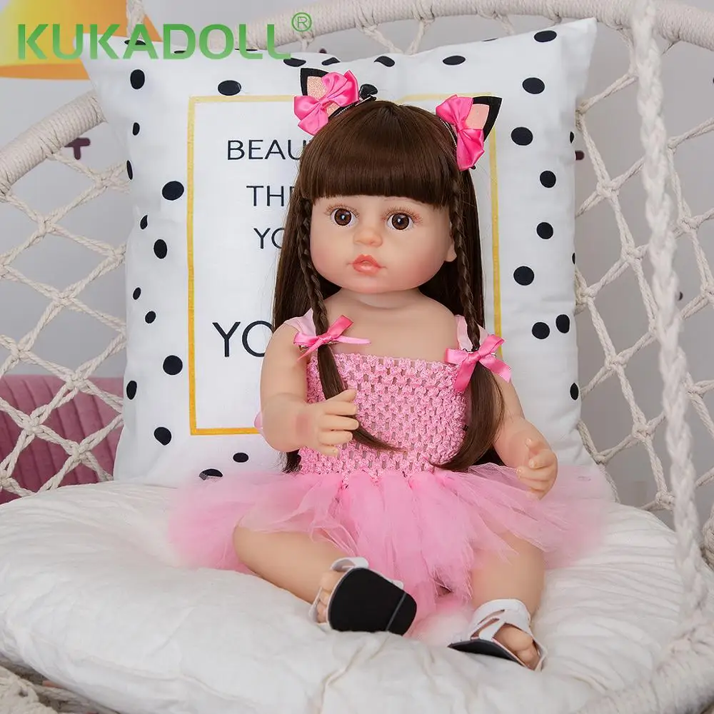 

KUKADOLL 22Inch Wholesale Reborn Babies Doll Full Silicone Body Beautiful Baby Doll Playmate Toy Kids Children's Day Present