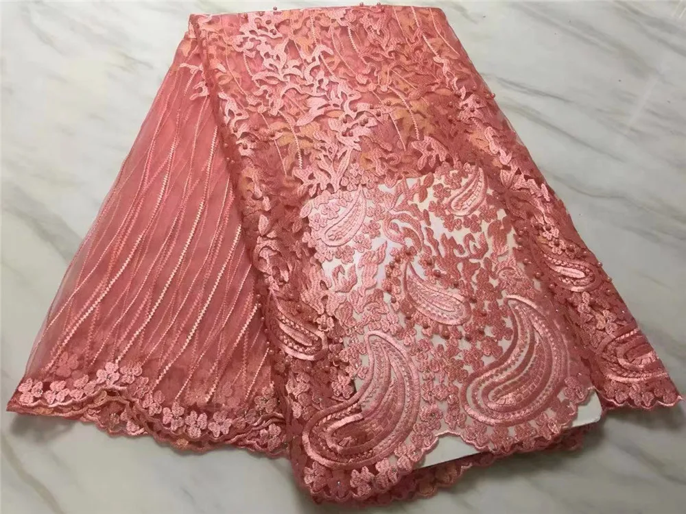 Hot Sale French Swiss Beads Tulle Lace Fabric With Pearls African Nigeria Floral Pattren Net Fabrics For DIY Women Dresses | Аксессуары
