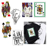 poker skull heat transfers patches for clothing ace of spades movie motorcycle rock style for jackets clothing stickers applique