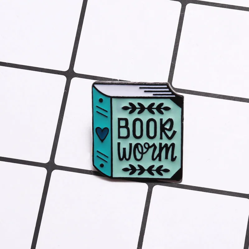 Зеленая книга булавка червь брошки пуговицы заколки джинсовая куртка значок для