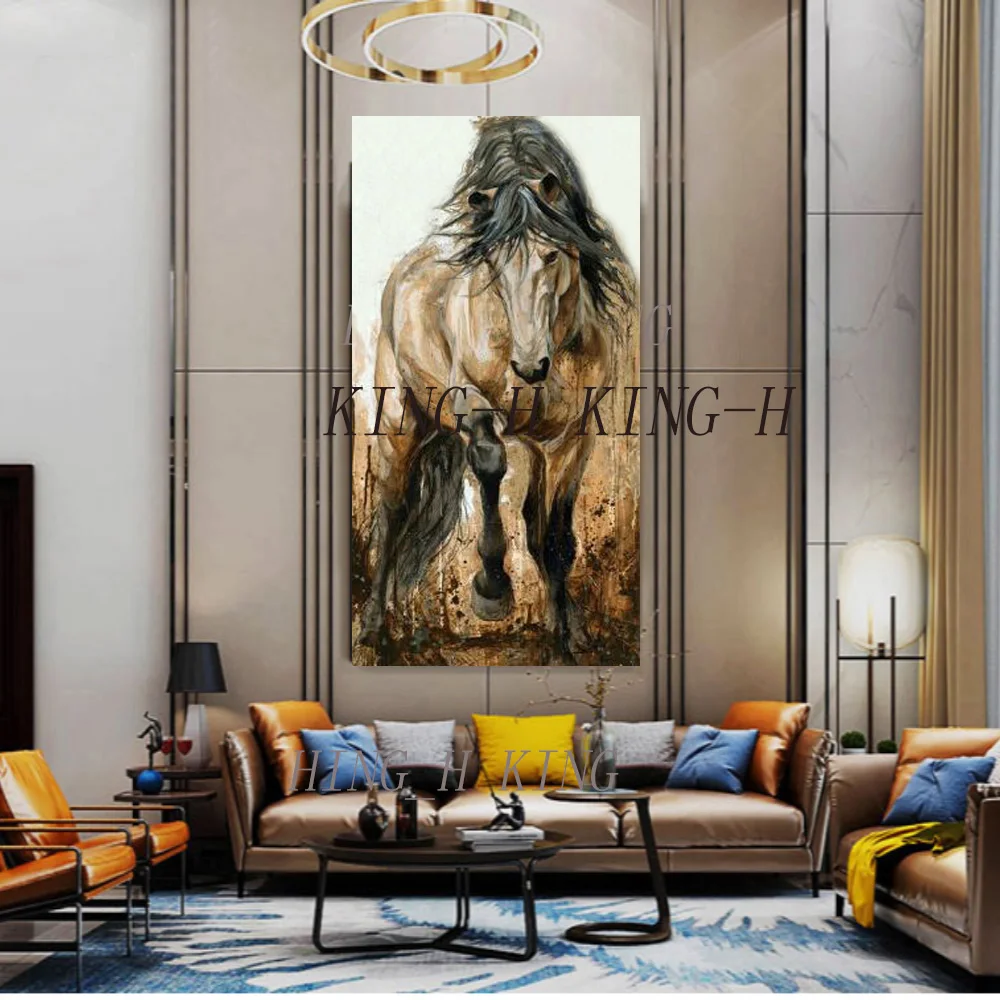 Высокое качество лошадь Живопись Ручная роспись белый реалистичность масляные