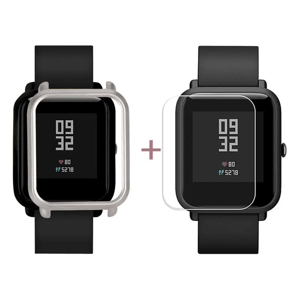 Gold Тонкий цветной чехол из поликарбоната с защитной рамкой для часов Huami Amazfit Bip Younth с защитой экрана - Цвет: Gold