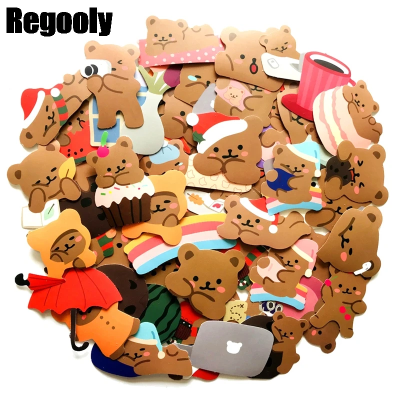 60 шт Мультяшные милые маленькие медведи мультфильм Скрапбукинг наклейки пакеты
