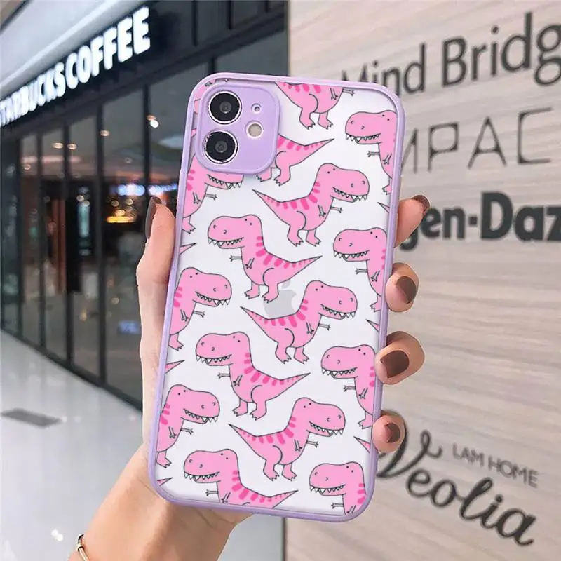 

Cute Dinosaur Baby Fashion Phone Cases Matte For iPhone 12 Mini 11 Pro XR XS Max 7 8 Plus X Hard PC Back Cover