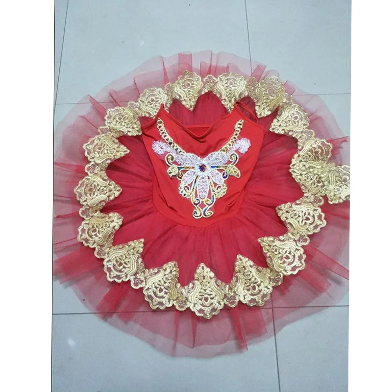 Профессиональная балетная пачка красного и белого цвета для детей девочек