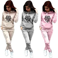 2021 new womens tracksuit 2 pieces hoodies autumnwinter fashion printed solid color tracksuit warm casual womens sets