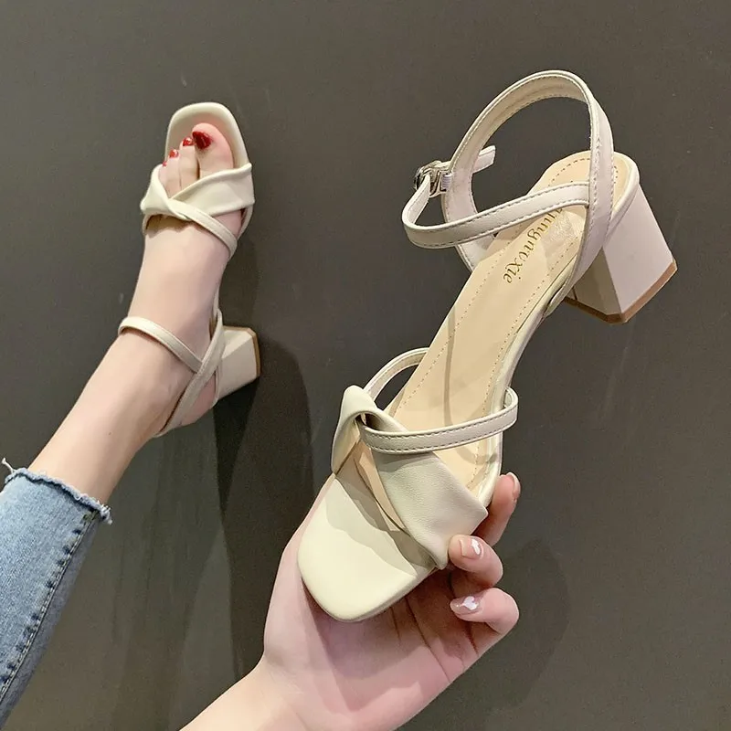 

Women'S Wedge Thick Heel Summer Sandals Lady Sexy Narrow Band Sandals With Buckle Woman 2021 Female Dress Shoes 35 36 37 38 39