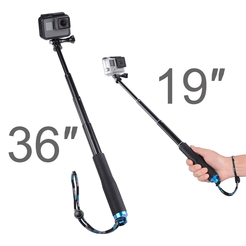 36/19 Inch Aluminum Selfie Sticks Self Handheld Pole Monopod Stick for GoPro Hero 10 9 8 7 5 Xiaomi Sjcam Eken Camera Accessory