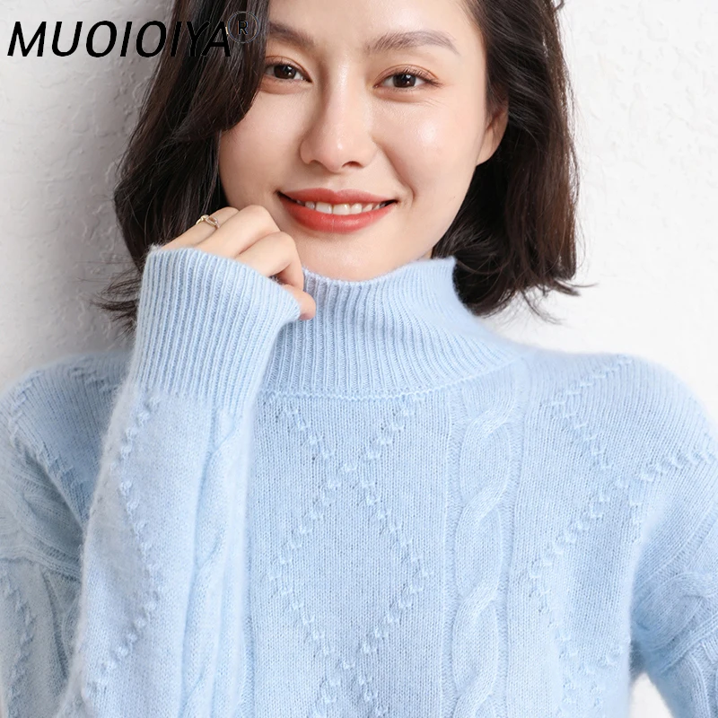 

Hot Sale Women Sweaters Fashion Thick Turtleneck 100% Cashmere Knitting Soft Jumper Female High Quanlity Solid Color Pullovers