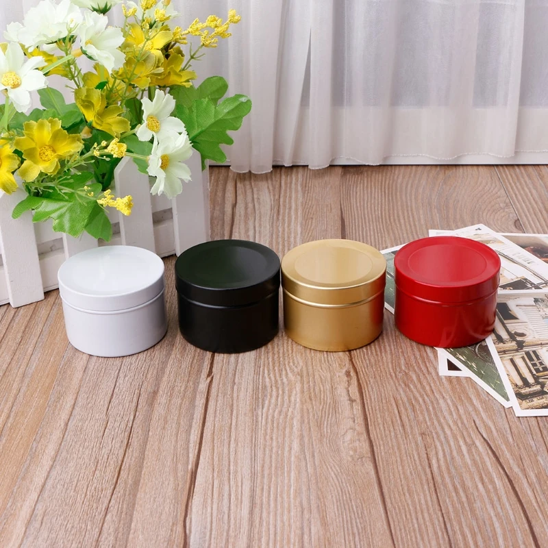 50ml Mini Tin Tea Storage Box Round Metal Case Wedding Favor Organizer Container | Caddies