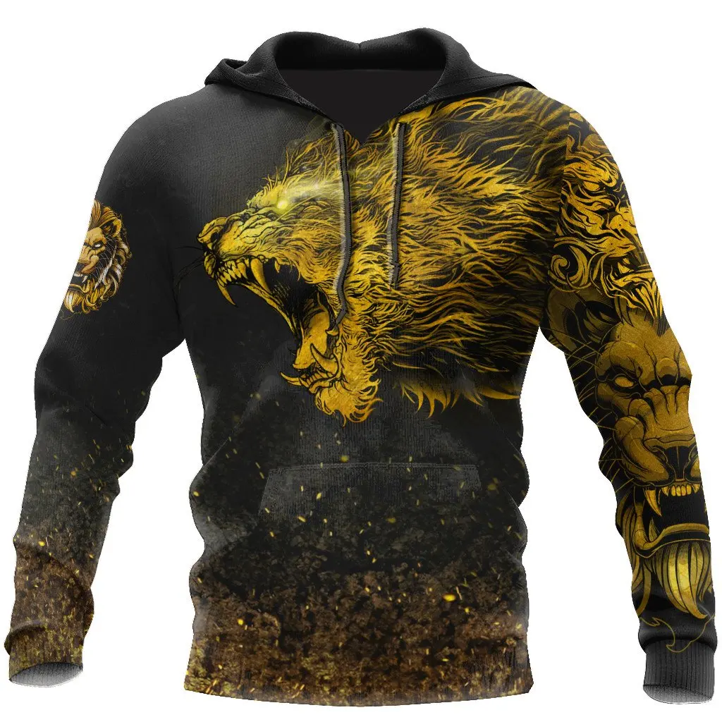 

King Lion Tattoo 3D Printed Mens hoodies Harajuku Streetwear Fashion Hoodie Unisex Autumn Jacket Tracksuits Drop shipping J-0147