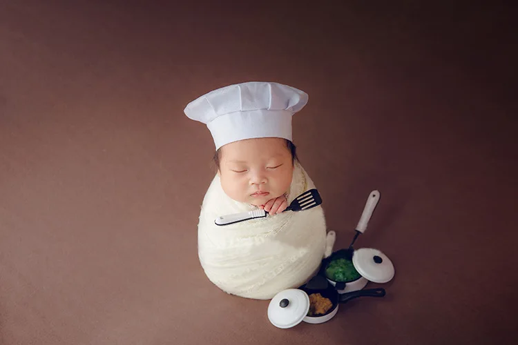 Новорожденный Фотография шеф-повара шляпа мини кухонная утварь и приборы костюм младенческой тематической съемки аксессуары фотостудия реквизит