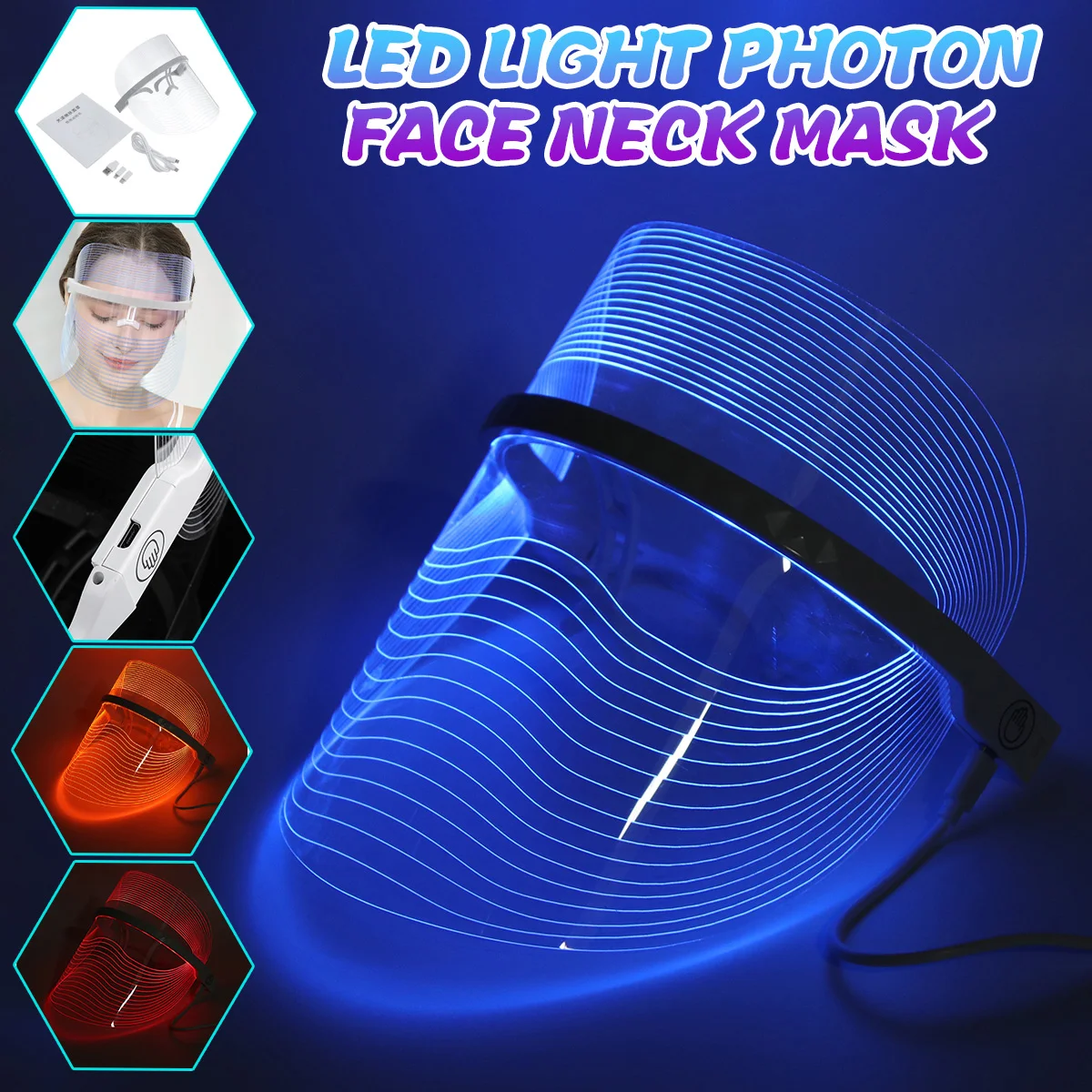 

Face LED Mask Anti-Wrinkle Acne Light Photon Skin Rejuvenation Removal Spot Facial Skin Whitening Spa 3 Colors Beauty Device