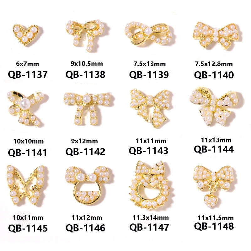 Новинка 10 шт. металлический галстук-бабочка для дизайна ногтей инкрустированный