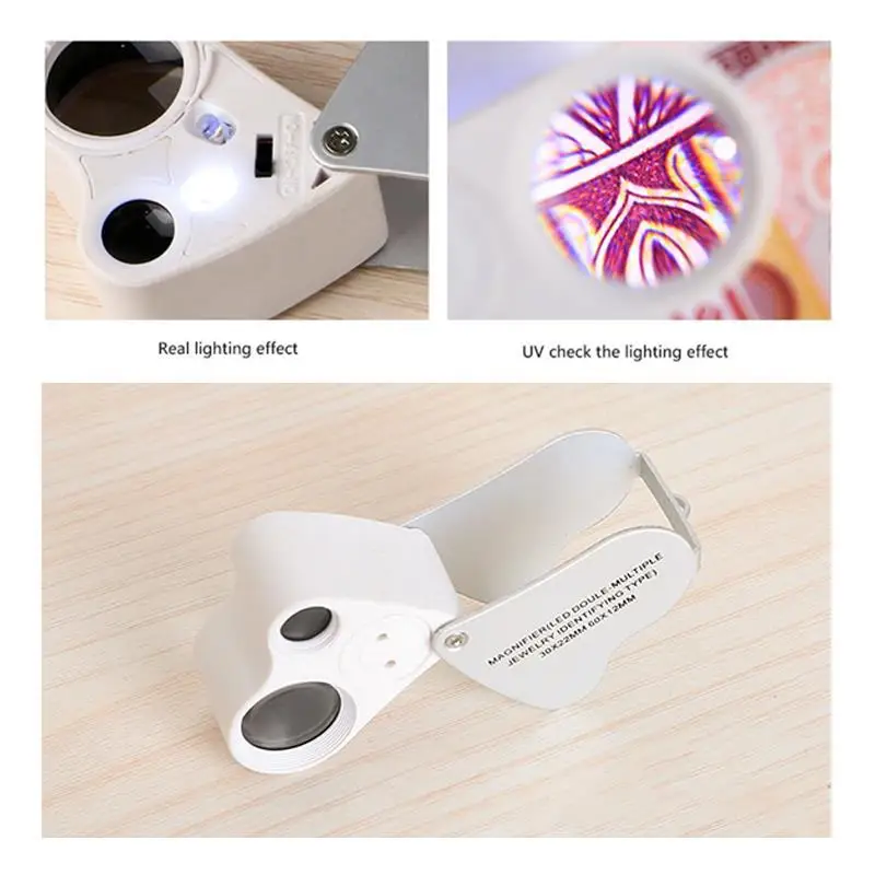 

30X 60X Magnifier Folding Jewelry Loupe Pocket Size Glass Lens Magnifying For Diamond Magnifying Glass Magnifier Magnification